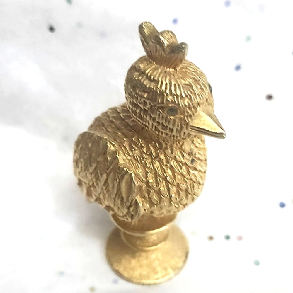 Vtg Rare Corday Le Coq D'Or Creme Solid Perfume Compact Golden Bird Empty
